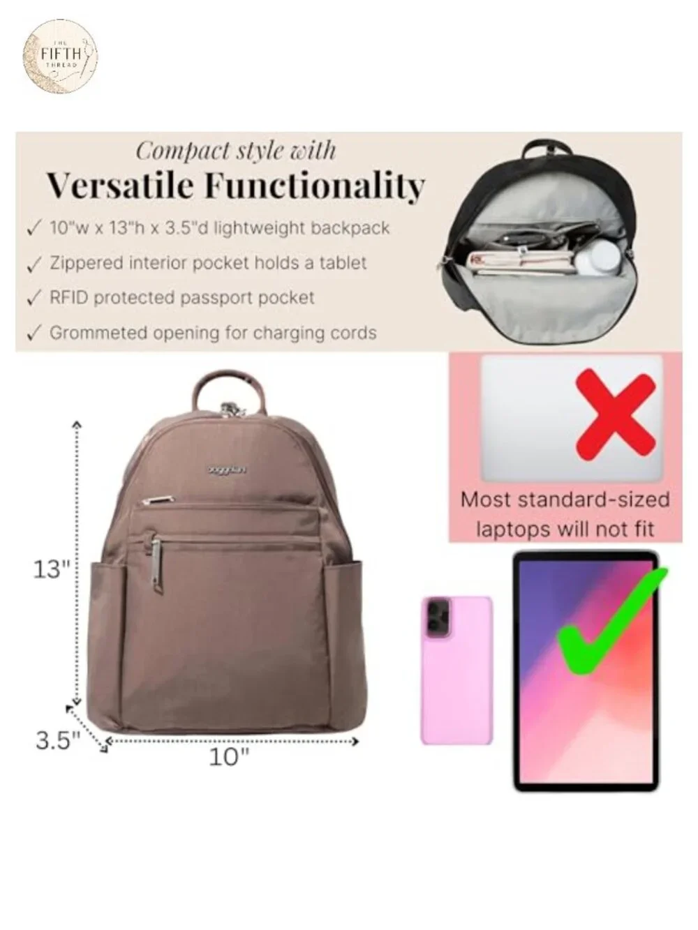 Securtex Anti-Theft Travel Backpack RFID Slash-Resistant Nylon Daypack